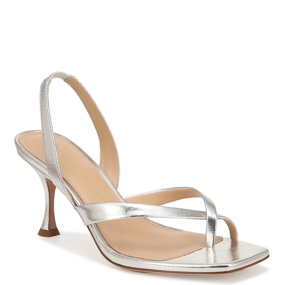 NEW‎ Veronica Beard Silver Strappy Heeled Sandals Size 9.5 - Picture 1 of 8